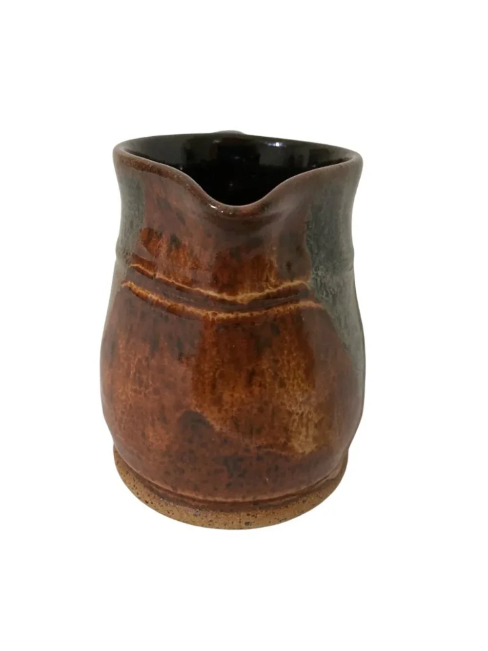 Art Pottery Handmade Pitcher Vase Creamer Black Gray Rust